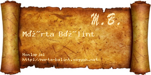 Márta Bálint névjegykártya